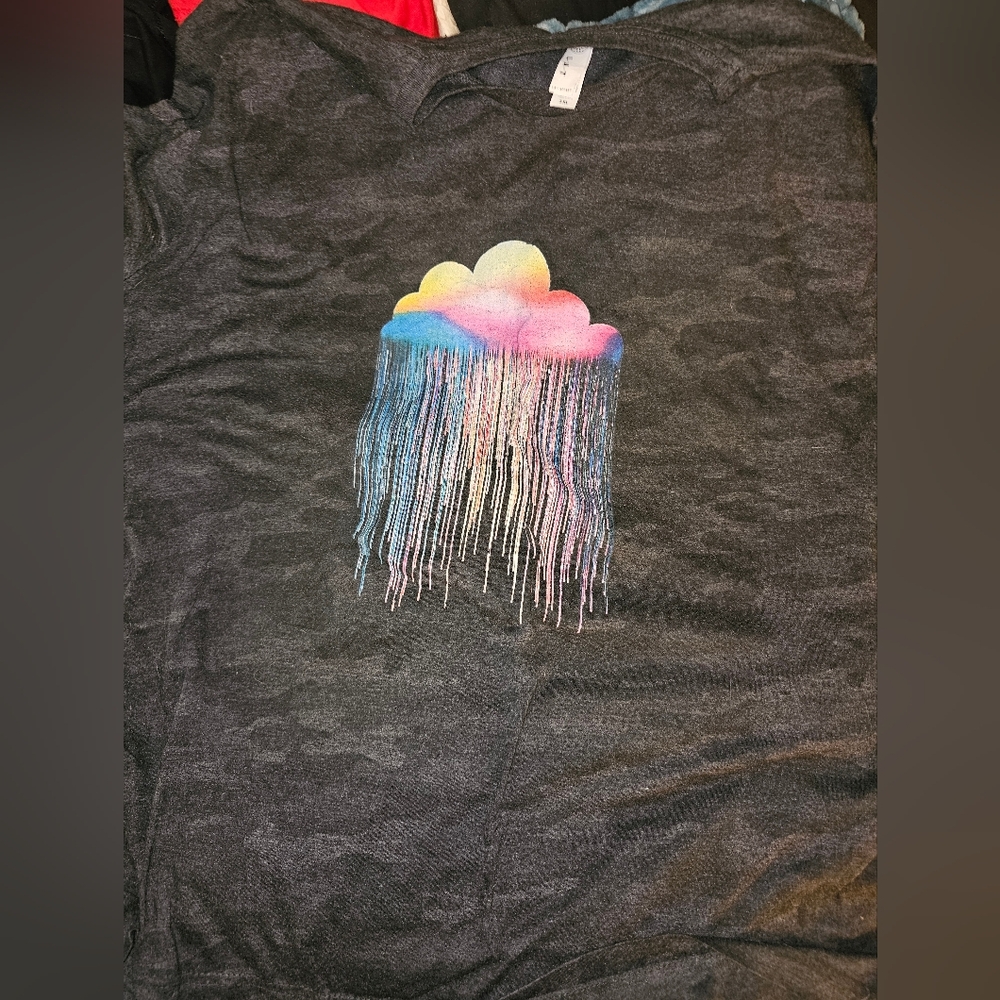 Gray T-Shirt with Colorful Jellyfish Design
